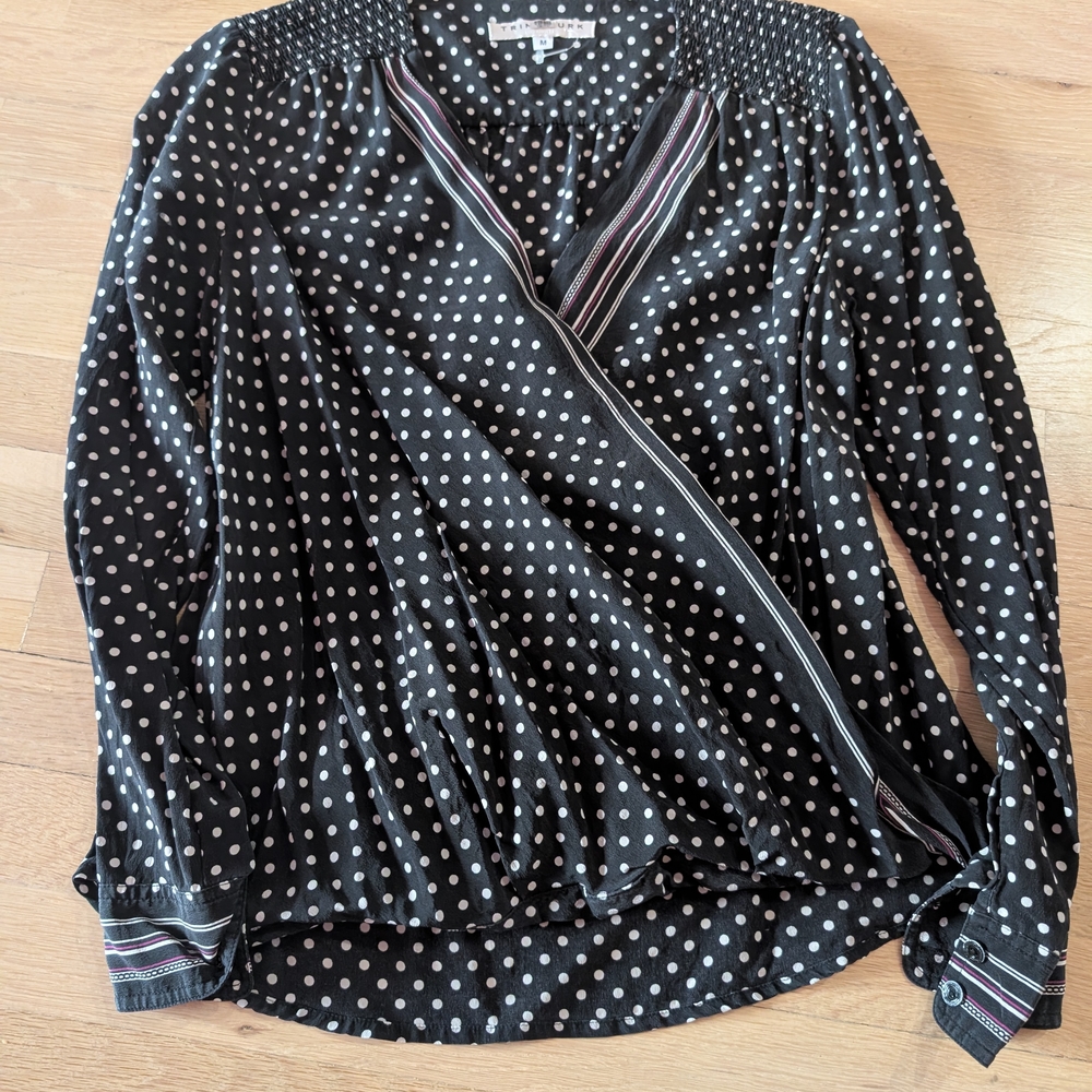 Trina Turk Black and White Polka Dot Blouse